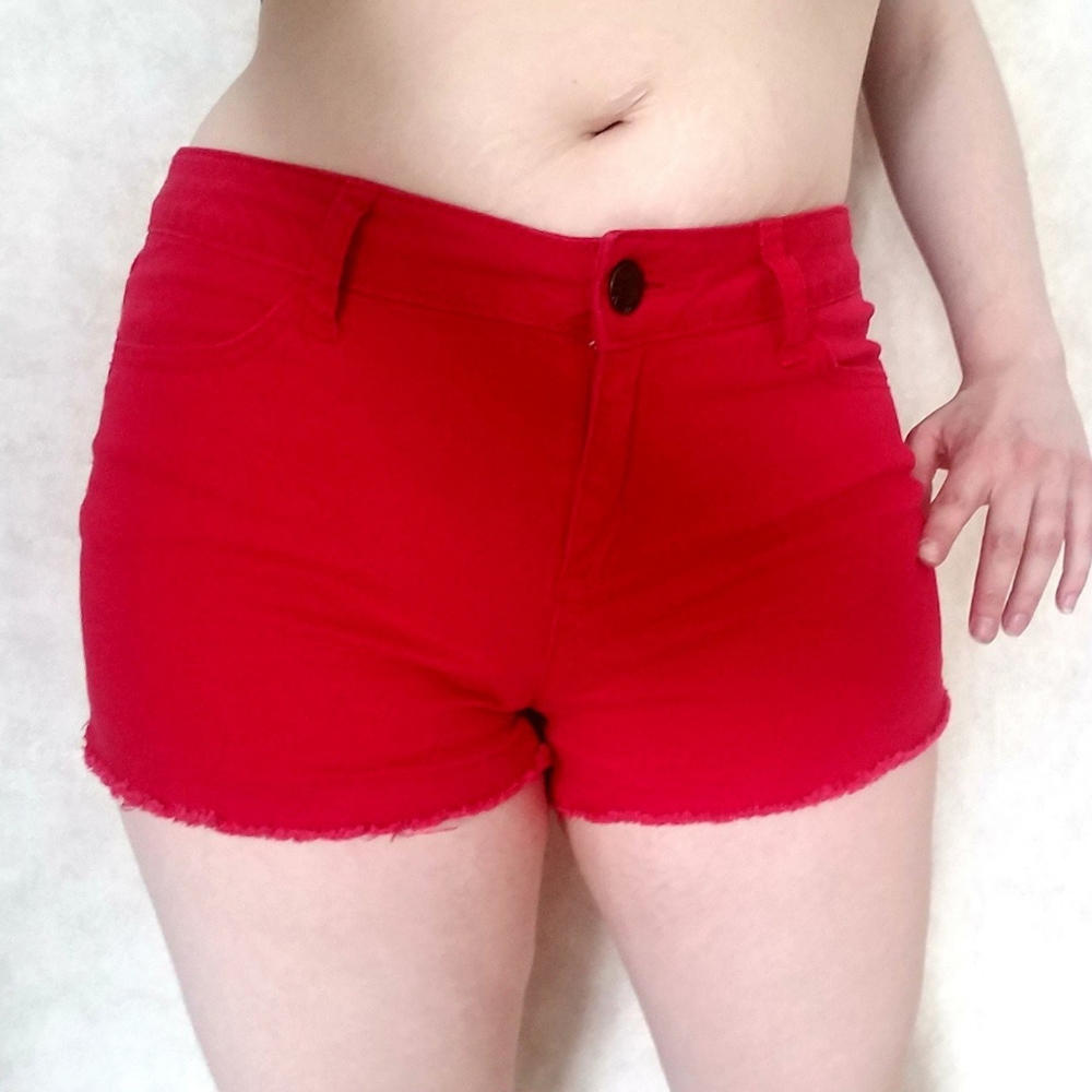 Red Denim Shorts
